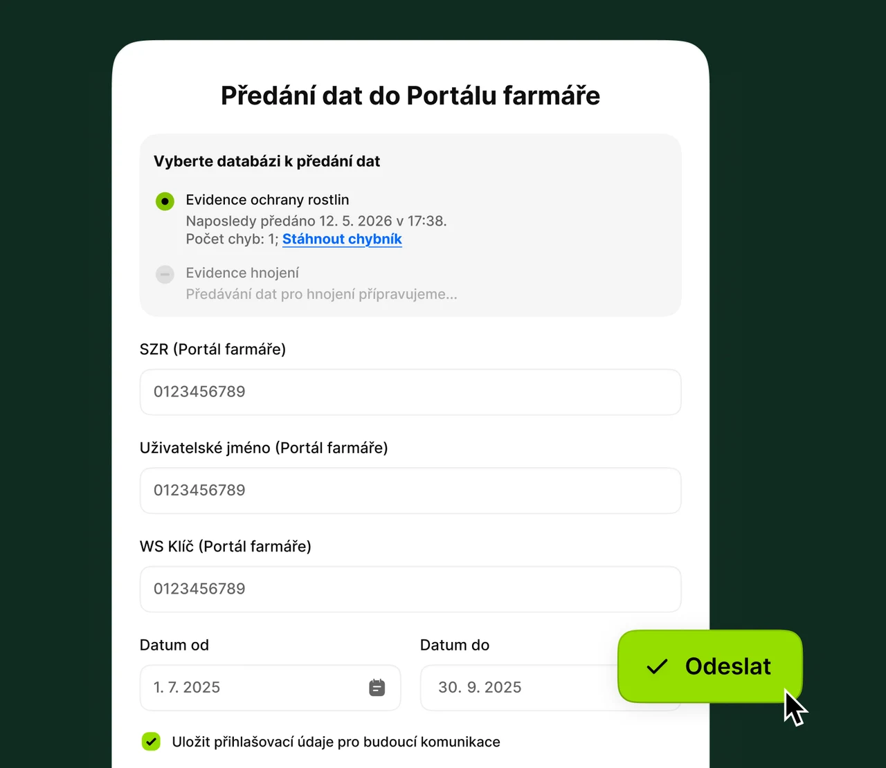 Exporty a hlášení v aplikaci Můj Agroscan